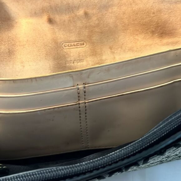 Coach Signature C Canvas SOHO buckle flap wallet black and gray Jacquard - Picture 12 of 16